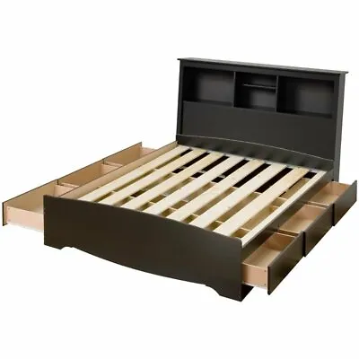 $622.14 • Buy Prepac Sonoma Wooden Queen Bookcase Platform Storage Bed In Black