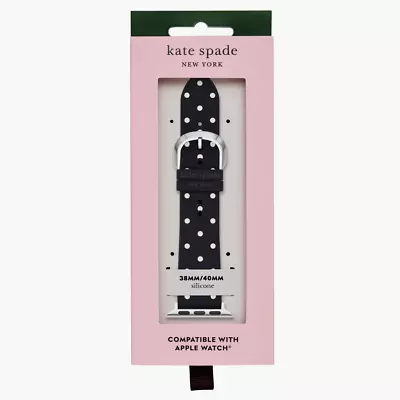 NIB Original KATE SPADE Polka Dot Print Silicone Band Watch Apple KSS0080 Black • $59.86