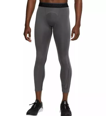 Nike Men's Pro Dri-FIT 3/4 Running Gym Workout Tights Grey Small • $13.99