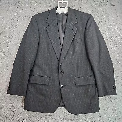 Unbranded Suit Blazer Coat Mens 40R Wool Blend 2-Button Gray Pinstriped - EUC • $29.99