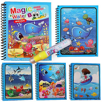Kids Painting Book Painting With Water Like Aqua Doodle Whale Lake Magic Water Book Pen • £6.06