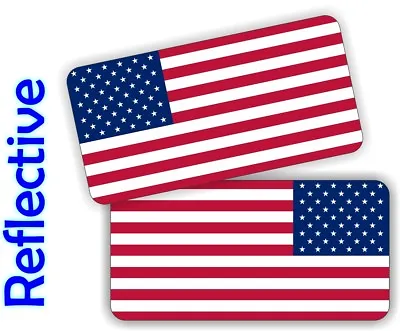 Pair REFLECTIVE Mini 1x2 American Flags Hard Hat Stickers Small Decals Flag USA • $3.58