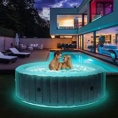 Hot Tub Inflatable Bubble Spa Light Up Starry 6 Persons Garden Pool Round MSPA • £299.99