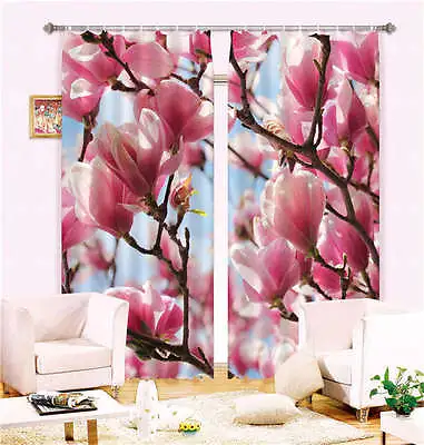 Magnolia Blossom 3D Blockout Photo Mural Printing Curtains Draps Fabric Window • $192.44