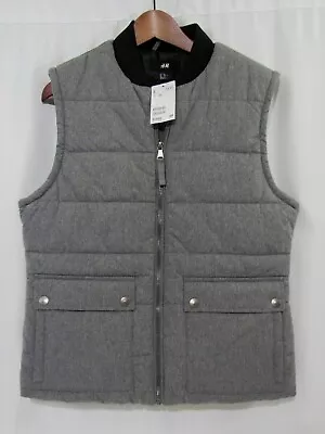 Men's H&M  Sleeveless Gray Puffer Front Pocket Vest - Size 36R NWT • $16.99