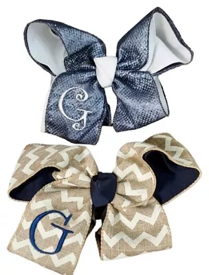 Lot Of 2 Handmade Hair Bows Monogramed Letter G • $7.50