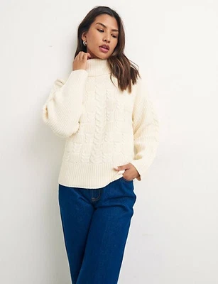 £19.99 • Buy Nobody's Child Womens Roll Neck Cable Jumper Cream Size Uk 8-10 RRP £65