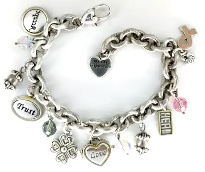 Brighton Silver Plated Vintage Power Of Pink Charm Bracelet W/ Locket Charm  9  • $28.99