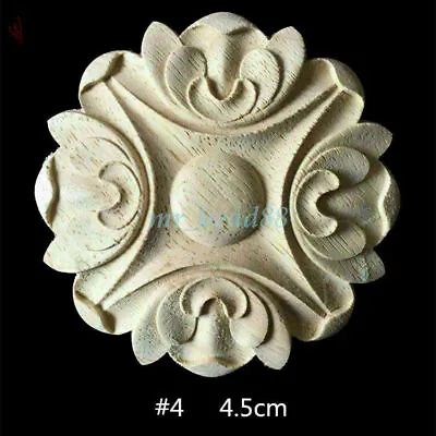 $2.11 • Buy Round Wood Carved Applique Frame Onlay Cabinet Furniture Decoration Unpainted