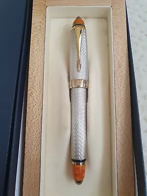 Michel Perchin Art Deco Amber 18k Nib Limited 8/88 Sterling Silver Fountain Pen! • $2499.99