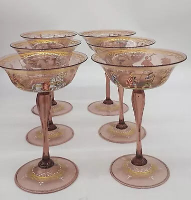 COMPAGNIA VENEZIA MURANO (C. V. M.) Salviati Venetian Glass Goblets 6 Pcs • $1100