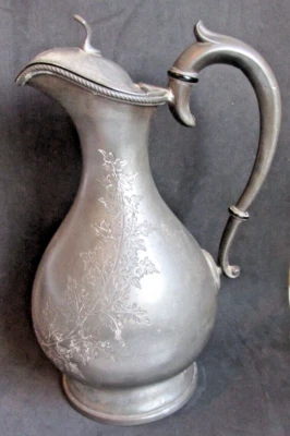 £35 • Buy Decorative 10  Thomas Wilkinson C1840 Pewter Lidded Ewer Or Jug Pitcher Ropework