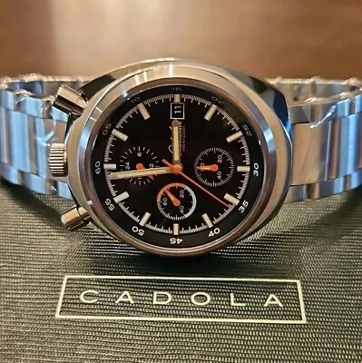 Cadola Bullhead Testa Ditoro Black / Orange Dial Mens 42MM Silver Steel Watch • $310.99