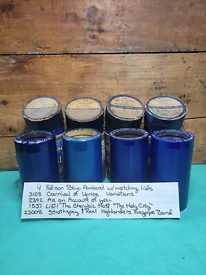 4 Edison Blue Amberol Cylinder Records W Matching Lids 3108 2392 1537 23008 • $11