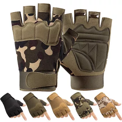 Tactical Half Finger Gloves Motorcycle Cycling Hiking Driving Working Fingerless • $13.99