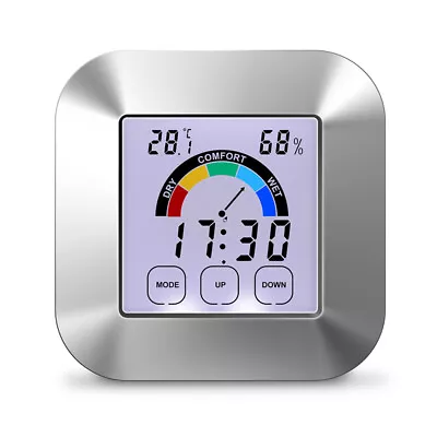 LCD Digital Thermometer Colorful Hygrometer Home Touch Weather Station Clock • £10.99