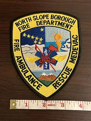 VTG North Slope Borough Fire Dept Embroidered Patch Iron On Crest Rescue Medevac • $8