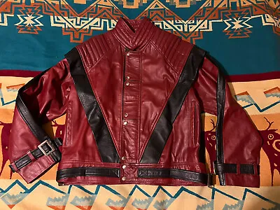 RARE🔥 Vintage Michael Jackson THRILLER Biker Real Leather Jacket SZ XL Men’s • $777.77