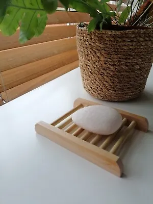 Natural Wooden Soap Dish Rack Holder Tray Bathroom With Style Eco With Drainer  • £6.99