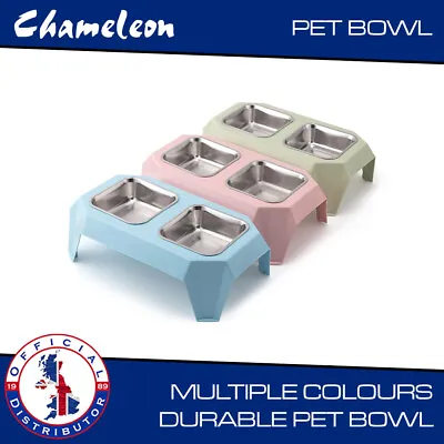 £9.45 • Buy Raised Twin Dog/Puppy/Cat Wet & Dry Feeding Bowl Stand Food/Water 33x18.8x9.6cm