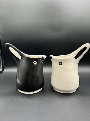 Creative Co-Op Stoneware Rabbit Pitchers Black And White Farmhouse Easter • $22