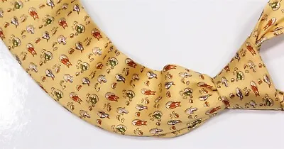 Salvatore Ferragamo Yellow Baby Eggs Animals Owl Penguin Turtle Silk Necktie Tie • $20