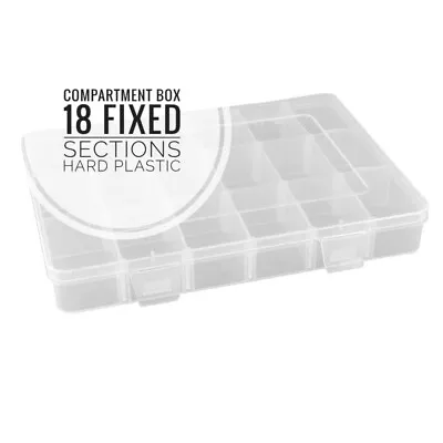 £6.75 • Buy Transparent 18 Fixed Compartment Organiser Box Good Quality Hard Plastic