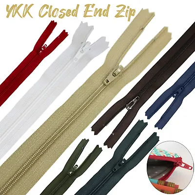 YKK Nylon Zip Closed-Ended Metal Teeth Heavy Duty All Sizes For Sewing Dresses • £2.89