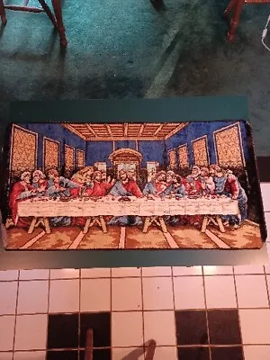 VTG Jesus The Last Supper Rug Tapestry Plush Wall Hanging Decor 38”x19” Italy • $12