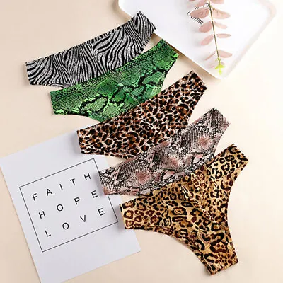 Summer Women Sexy Seamless G-string Panties Thongs Leopard  Underwear Beachwear • £3.83