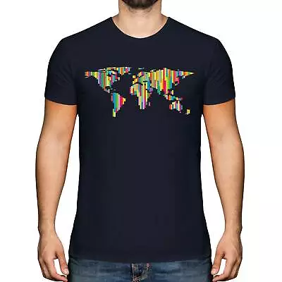 Colourful World Map Mens T-shirt Tee Top Gift Pattern Colourful • £9.95