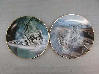 Set Of 2 Plates Snow Leopards And White Tigers By Charles Frace • £8.66