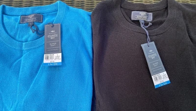 £18 • Buy Men’s Super Soft Atlantic Bay Crew Neck Jumpers 2 Pack UK Size L