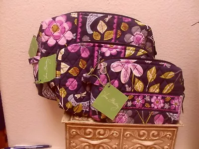 Vera Bradley Set Of 3 Cosmetic Set In Floral Nightngale Nwt • $44.95