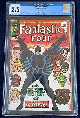 Fantastic Four #46 (Jan 66) ✨Graded 2.5 WHITE PAGES By CGC✔ 1st Full Black Bolt • $125
