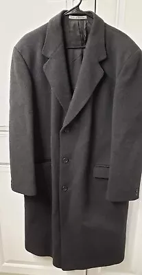 Vintage Wool And Cashmere Men's England Made Overcoat Long Lined Button • $149.99