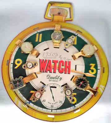 Children’s Wrist Watch Cardboard Store Display 9 Watches 1950s Made In Japan • $34.99
