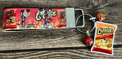 Key Fob Chain Holder  Strap Mini Cheetah Cheetos Orange Charms RTS 3  • $9.99