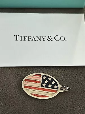 Tiffany & Co. Enamel American Flag Sterling Silver Pendant Charm RARE • $153.26