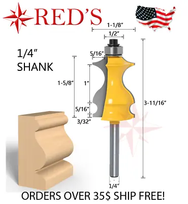 REDS Y80764-4 - 1-5/8  Decorative Molding Router Bit 1/4  Shank • $10.99