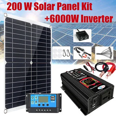 $105.90 • Buy 6000W Complete Solar Panel Kit 200W Solar Power Generator 100A 110V Grid System