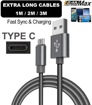 HTC 10 NOKIA 8 LG G6 Type C USB Data Cable Sync Charger Charging Cable Lead • £2.99