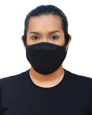 12 PACK Of Reusable 100% Cotton Black Face Mask Mouth Bulk Washable Gildan • £18.67
