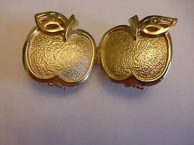 Vtg Mimi Di N Gold Tone Metal Textured Apples Two Piece Buckle  1989 Signed • $9.99