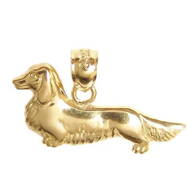 New 14k Yellow Gold Dachshund Dog Charm Pendant • $159.99