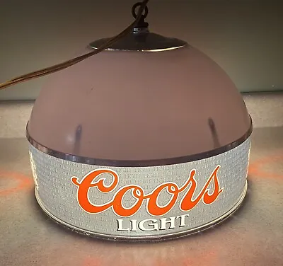 VTG 1980 Adolf Coors Light Beer Billiards Bar Dome Light WORKS Hanging Chain • $24.99