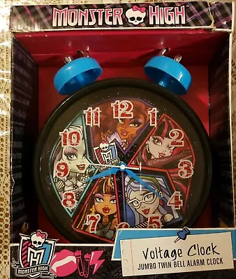 MONSTER HIGH VOLTAGE JUMBO TWIN BELL ALARM CLOCK Girls Bedroom Table Sleep Read • $16.95