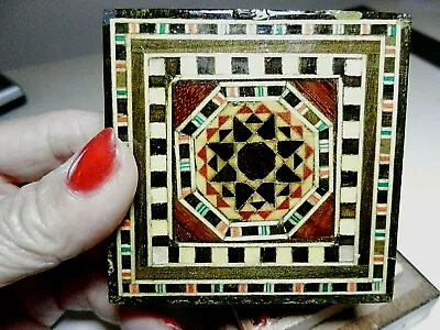 Marquetry Box Wood Inlaid Molero Small Red Felt Lining Made In Grenada Spain • $19.95