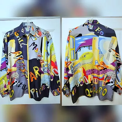 Legendary Gianni Versace 1992 Silk Shirt Artist Picasso Quadro Chagall Size 50 • $475