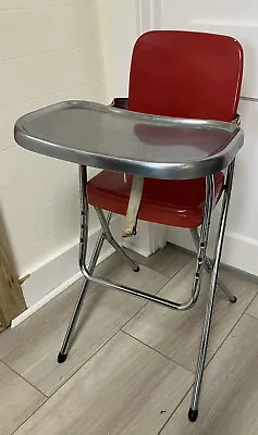 Vintage Cosco Metal Red Highchair With Removable Table Top  Hard To Find Nice! • $175